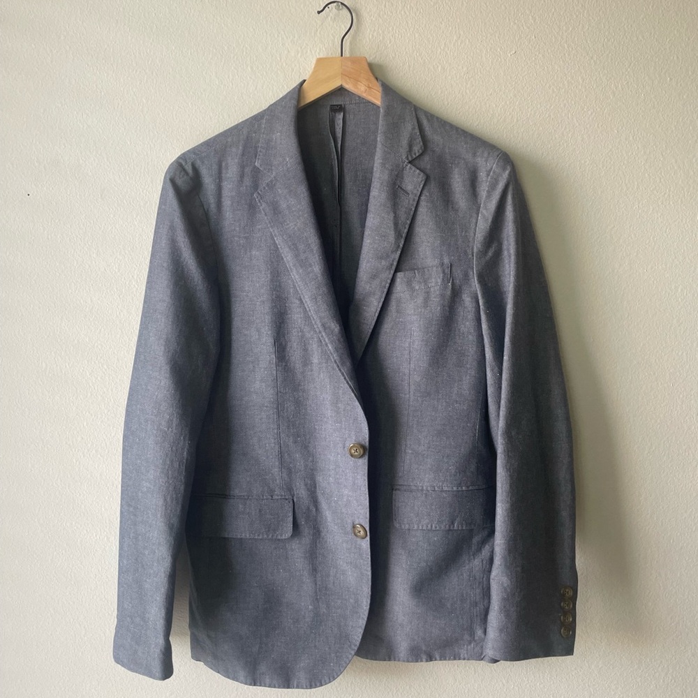 J Crew Linen Jacket - Light Blue